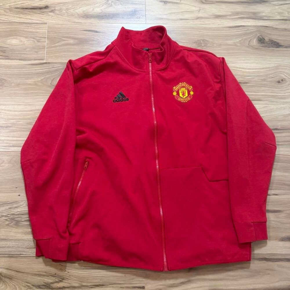 Adidas Official Manchester United red zip up jacket soccer Size XXL
